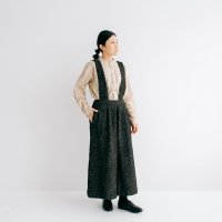 [sale30%off] prit ウールコットン平織ストライプ＆チェック サスペンダータックキュロット 