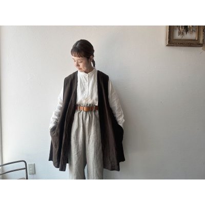 画像2: Luminaes heavy-linen frax dyed gilet